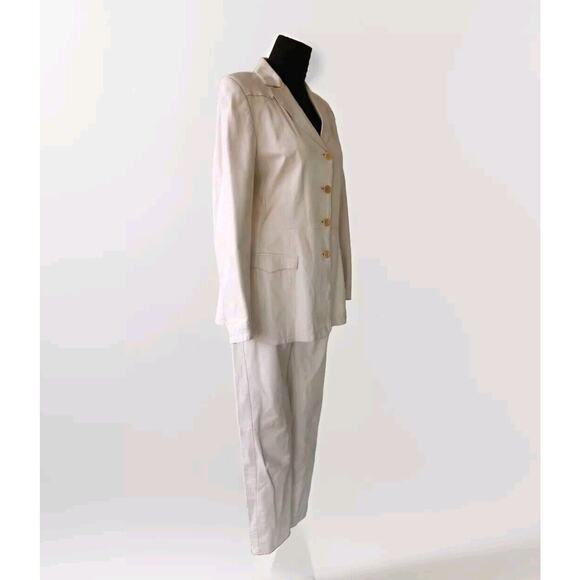 Vtg Santacroce Per Georgio's White Leather Pants & jacket Set Small READ! - Picture 2 of 16